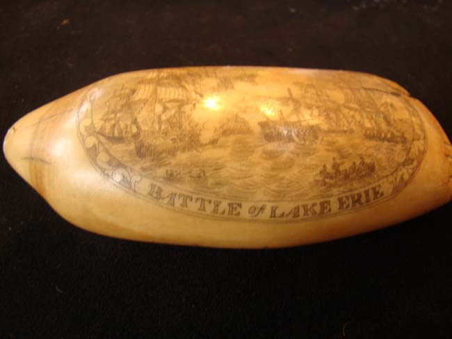 A beautiful late 19th/early 20th century scrimshawed whale's tooth with War of 1812 Battle of Lake Erie. — image 6